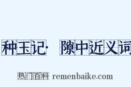 种玉记·隙中近义词是什么意思的图片